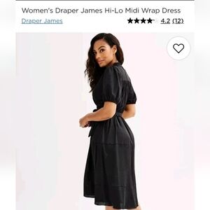 Draper James RSVP Size Small Black Satin Polka Dot Wrap High Low Dress $125 MSRP